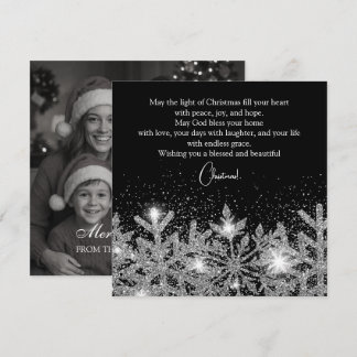 Silver Snowflakes on a Midnight Sky Holiday Card