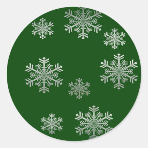 Silver Snowflakes on Green - Winter Stickers
