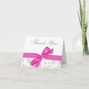 Silver Snowflakes Pink Bow Thank You