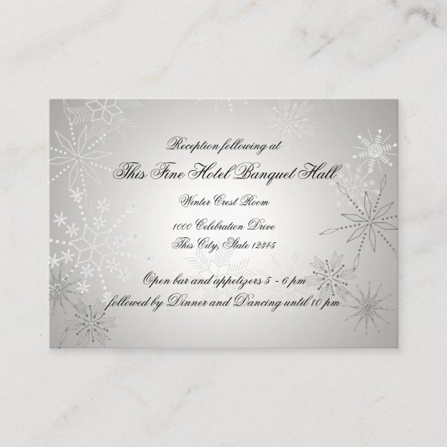 Silver Snowflakes Reception Enclosure Card (Front)