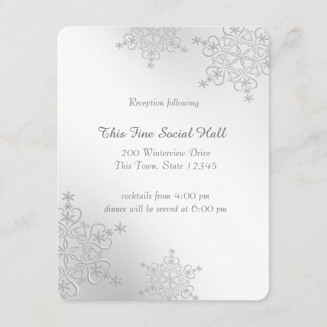 Silver Snowflakes Reception Enclosure Card (Front)