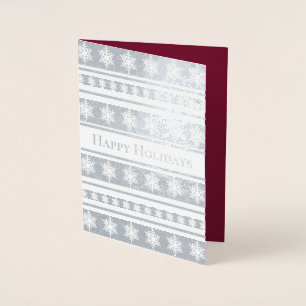 Silver Snowflakes Striped Christmas Foil Card