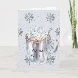 Silver Snowflakes Warm Wishes Cocoa Christmas   Card
