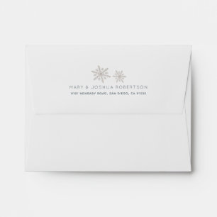 Silver Snowflakes White Snow Envelope