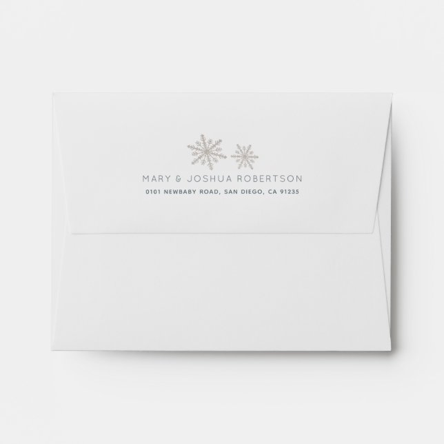 Silver Snowflakes White Snow Envelope (Back (Top Flap))
