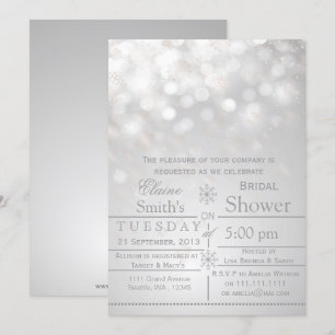 silver snowflakes Winter Bridal shower Invite