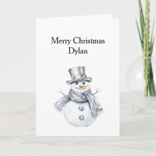 Silver Snowman Christmas Card