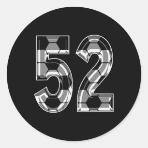 Silver Soccer Pattern Number 52 Jersey Player Unif Classic Round Sticker