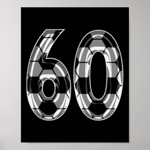 Silver Soccer Pattern Number 60 Jersey Player Unif Poster
