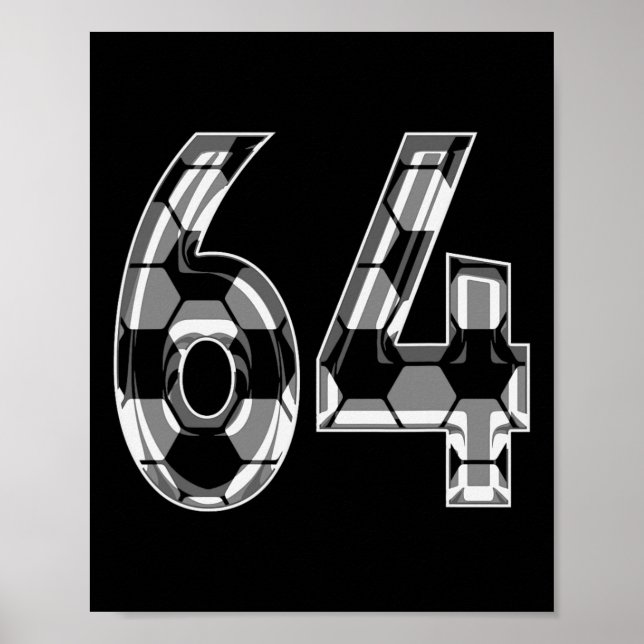 Silver Soccer Pattern Number 64 Jersey Player Unif Poster (Front)