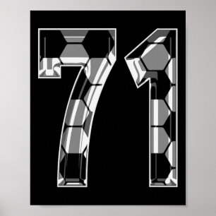 Silver Soccer Pattern Number 71 Jersey Player Unif Poster
