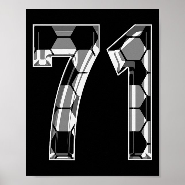 Silver Soccer Pattern Number 71 Jersey Player Unif Poster (Front)