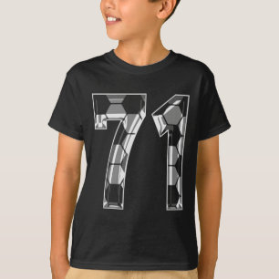 Silver Soccer Pattern Number 71 Jersey Player Unif T-Shirt