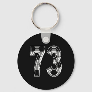 Silver Soccer Pattern Number 73 Jersey Player Unif Keychain