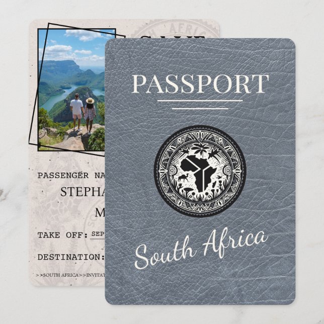 Silver South Africa Passport Save The Date (Front/Back)