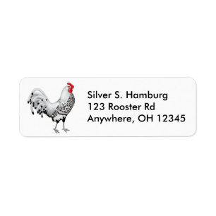 Silver Spangled Hamburg Rooster Label