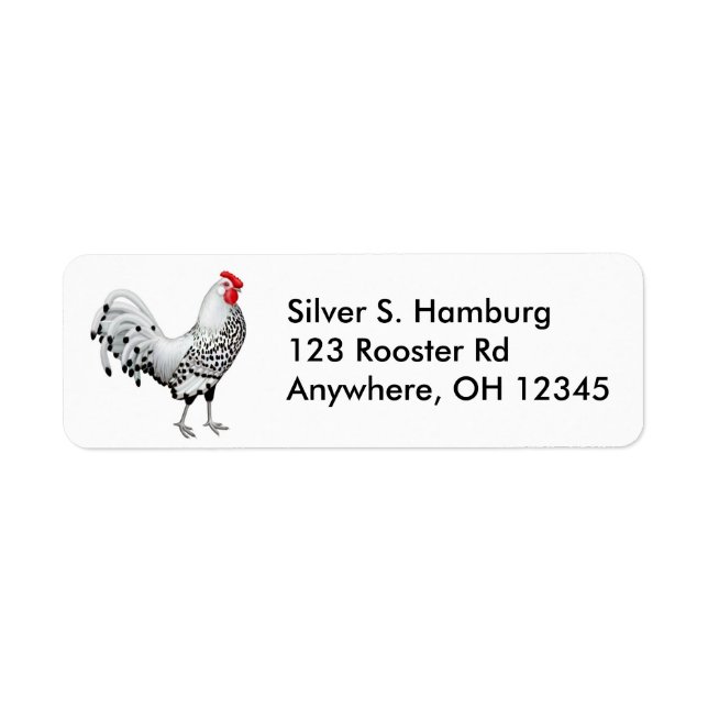 Silver Spangled Hamburg Rooster Label (Front)