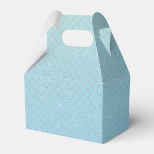 Silver Sparkle Aqua Blue Mermaid Favor Box