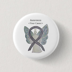 Silver Sparkle Awareness Ribbon Angel Custom Pins