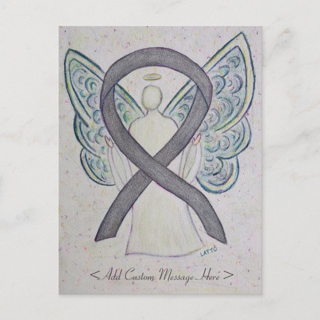 Silver Sparkle Awareness Ribbon Angel Postcard (Front)