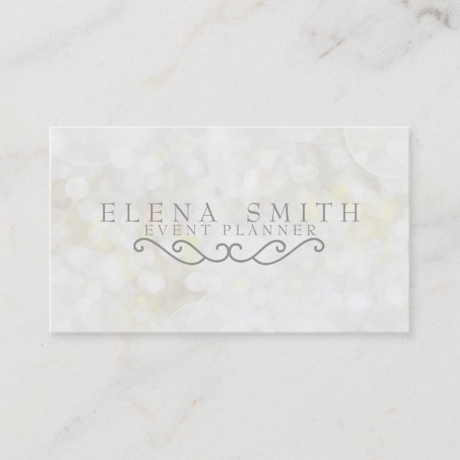 Silver Sparkle Bokeh Business Card (Front)