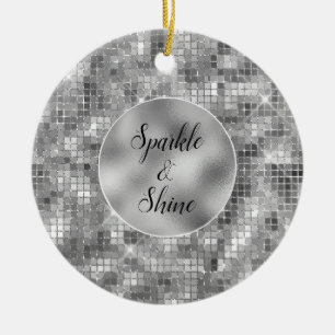 Silver Sparkle Ceramic Ornament