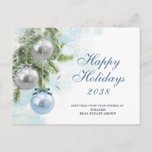 Silver Sparkle Christmas Ball Corporate Greeting Postcard