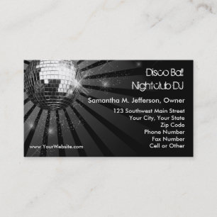 Silver Sparkle Disco Ball Party Business Card