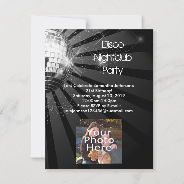 Silver Sparkle Disco Ball Party Invitation (Front)