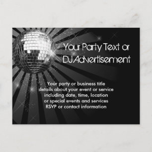 Silver Sparkle Disco Ball Party Invitation Postcard