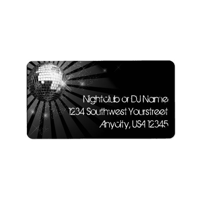 Silver Sparkle Disco Ball Party Label (Front)