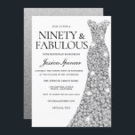 Silver Sparkle Dress 90 & Fabulous 90th Birthday Invitation<br><div class="desc">Silver Sparkle Dress 90 & Fabulous 60th Birthday womans 90th birthday party

Variations to the invitation and matching items in our store</div>