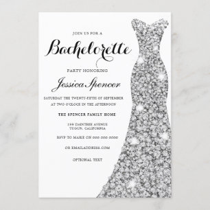 Silver Sparkle Dress Bachelorette Party Invite