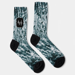 Silver sparkle Frozen Ice bubble abstract Monogram Socks
