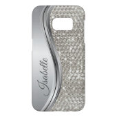 Silver Sparkle Glam Bling Personalized Metal Case-Mate Samsung Galaxy Case (Back)