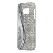 Silver Sparkle Glam Bling Personalized Metal Case-Mate Samsung Galaxy Case (Back Left)