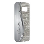 Silver Sparkle Glam Bling Personalized Metal Case-Mate Samsung Galaxy Case (Back/Right)