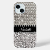 Silver Sparkle Glam Bling Personalized Metal Look Case-Mate iPhone Case (Back)
