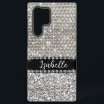 Silver Sparkle Glam Bling Personalized Metal  Samsung Galaxy Case<br><div class="desc">Any glitter or diamonds in design are photos and simulated. This design may be personalized in the area provided by changing the photo and/or text. Or it can be customized by clicking Personalize this Template and then choosing the click to customize further option and delete or change the colour of...</div>