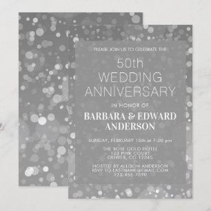 Silver Sparkle Glitter 50th Wedding Anniversary Invitation