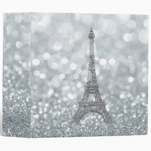 Silver Sparkle Glitter Eiffel Tower Paris Glam Binder