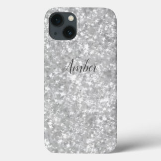 Silver Sparkle Glitter Elegant Personalized iPhone 13 Case