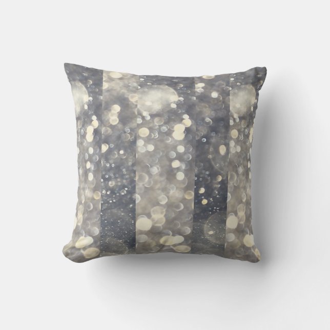 Silver Sparkle Glitter Glamour Glam Modern Trendy Throw Pillow (Front)