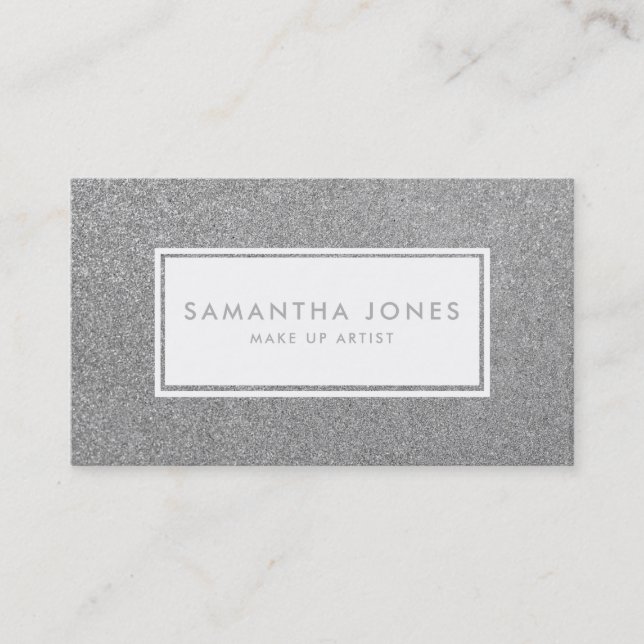 Silver Sparkle Glitter Make Up Artist Business Card (Front)