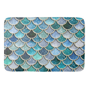 Silver Sparkle Glitter Mermaid Scales Bath Mat