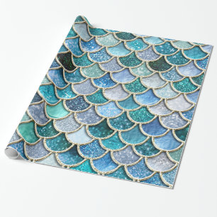 Silver Sparkle Glitter Mermaid Scales Wrapping Paper