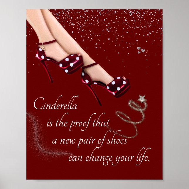 Silver Sparkle Glitter Red Polka Dot Shoes  Poster (Front)