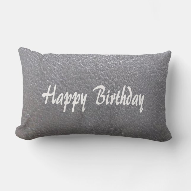Silver Sparkle Leather Look  DIY add TEXT IMAGE Lumbar Pillow (Front)