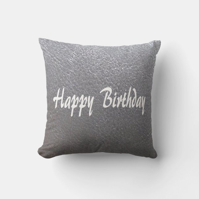 Silver Sparkle Leather Look  DIY add TEXT IMAGE Throw Pillow (Front)