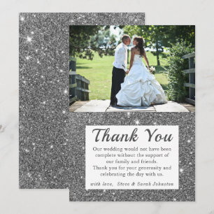 Silver Sparkle Mariage Photo Merci Cartes